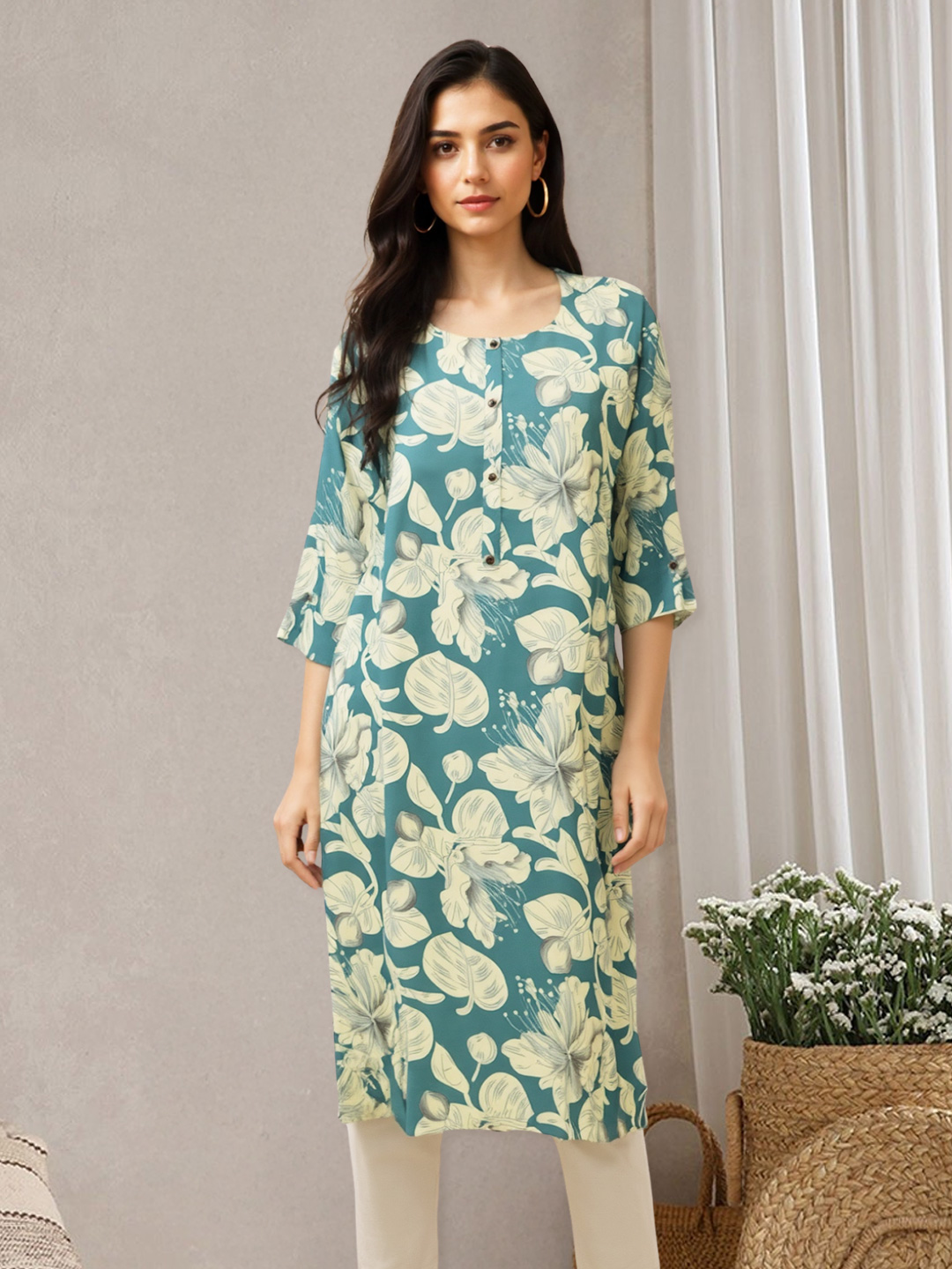 Picture of Everyday Grace Floral Printed Straight Kurta